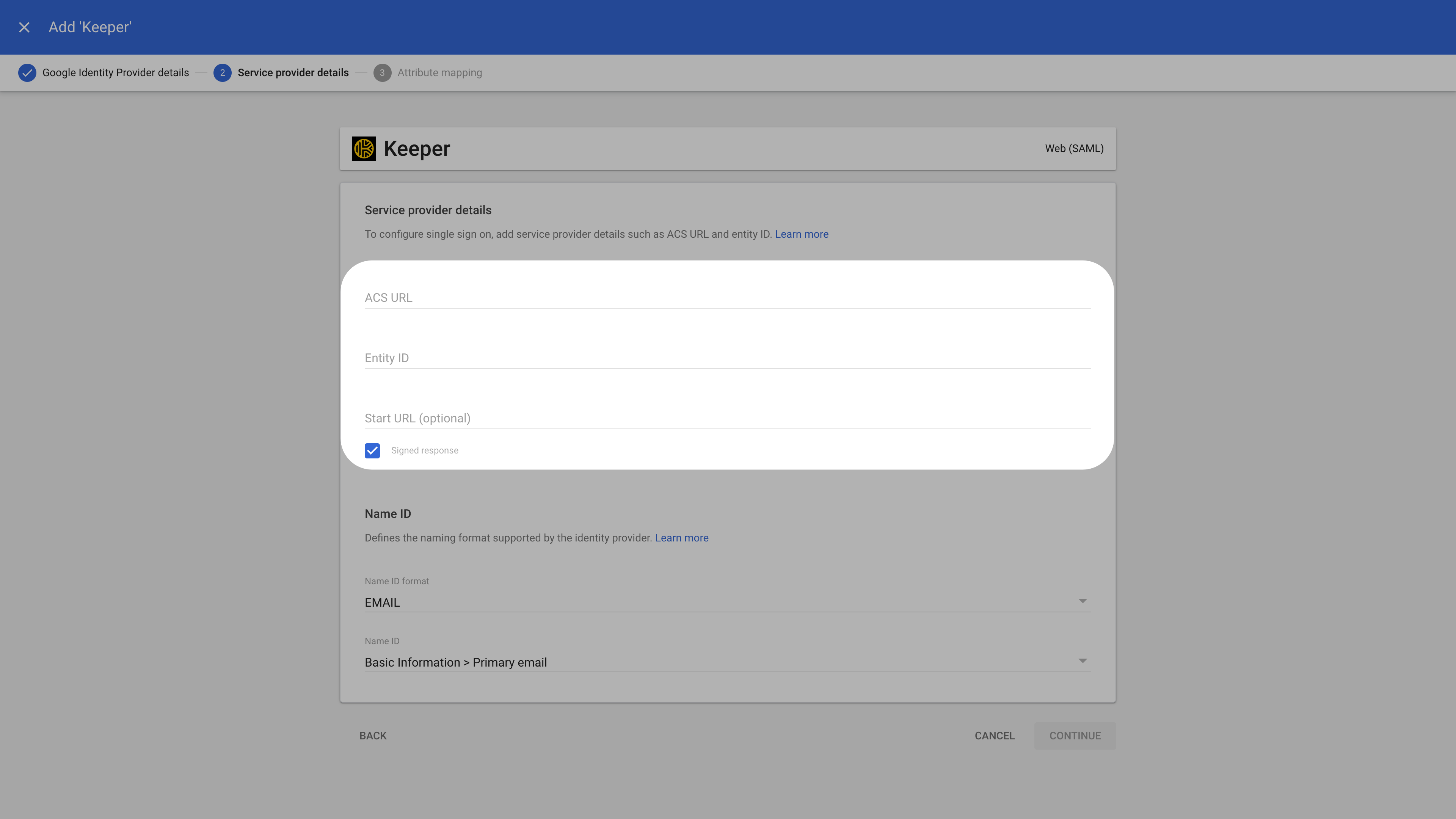 Set service provider details